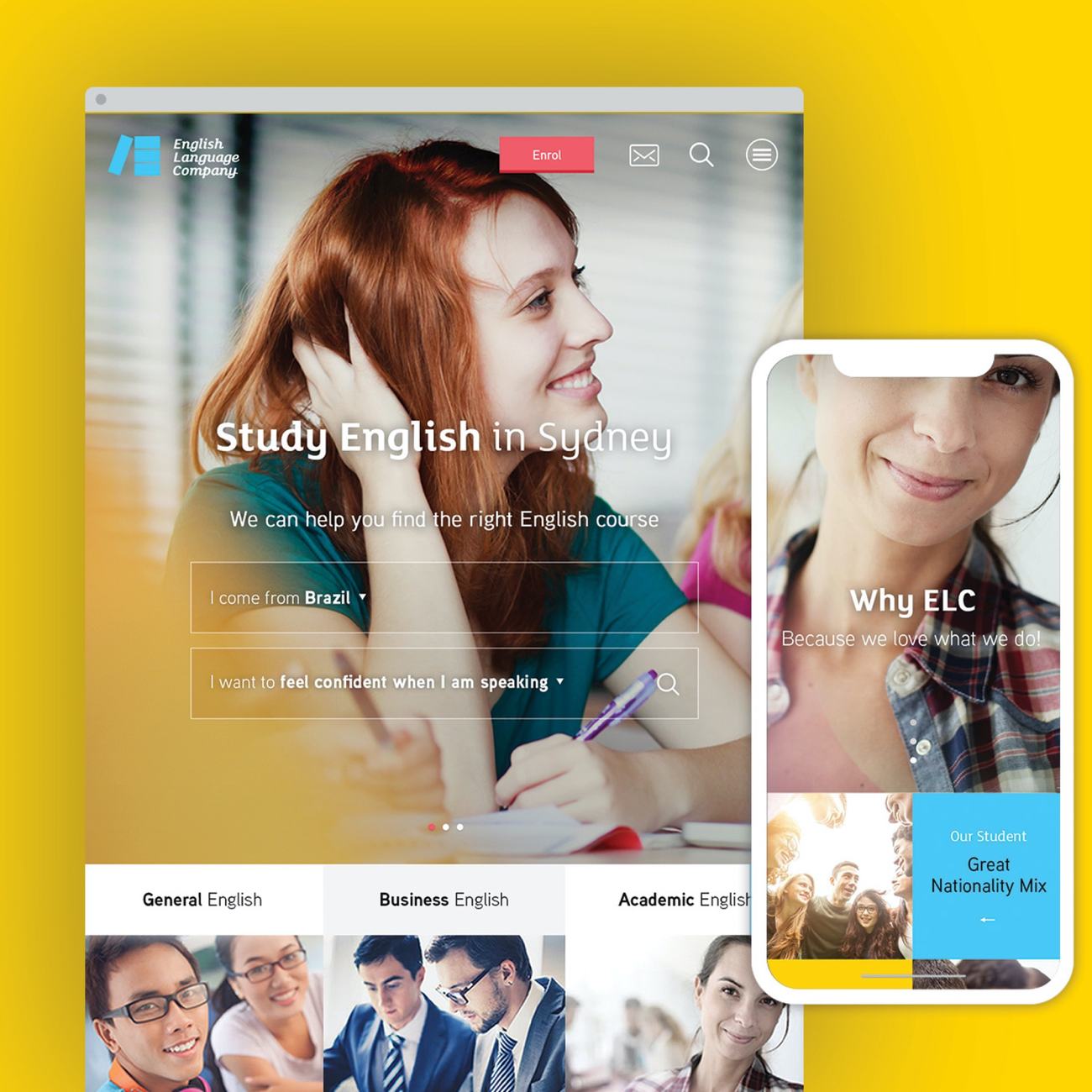 English Language Company identity across printed material