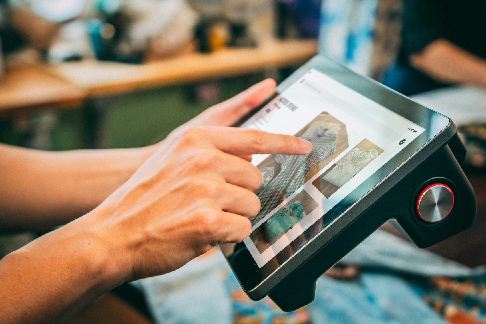 A guest checking in on a tablet terminal